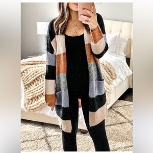 Pink Lily Multicolor Striped Cardigan